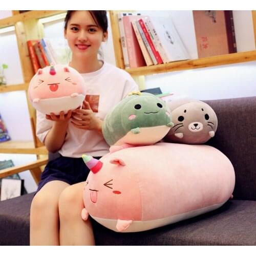 Fatty Animals Plush Toy Long Bolster Sleeping Soft Friend Leg Pillow Overnight Companion Unicorn Dinosaur Seal Chicken Pillow