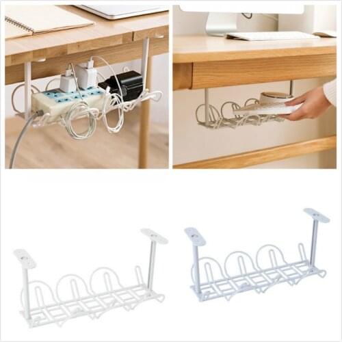 Under-table Storage Rack Table Bottom Power Socket Holder Hanging Rack Line Finishing Desk for Kitchen Home Office