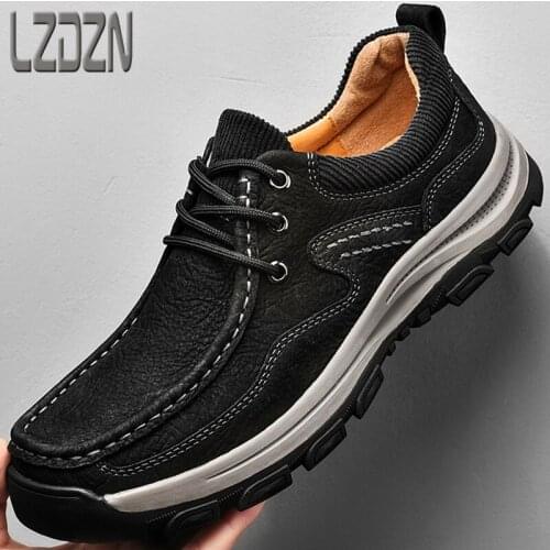 Casual Real Leather Shoes Mens Shoes Fall Inside Heighten Mens Cowhide Fat Wide Foot Wide Head Outdoor Mountaineering Dad