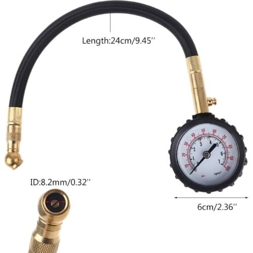Professional Integrated Tire Pressure Gauge Easy Read Dial Hardware Suitable for Car Motorcycle Bicycle M4YD