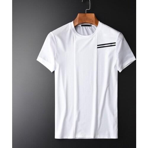 Back Mesh Fabric Summer New Thin Short Sleeve Fashion Round Collar Mens White T-shirts Plus Size M-4XL