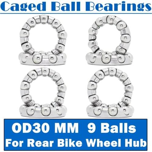 Caged Ball Bearings OD 30mm 8PCS Rear Bike Wheel Hub Headset Crankshaft Pivot Retainer Steel Oversize 9 Balls Bearing 30 mm