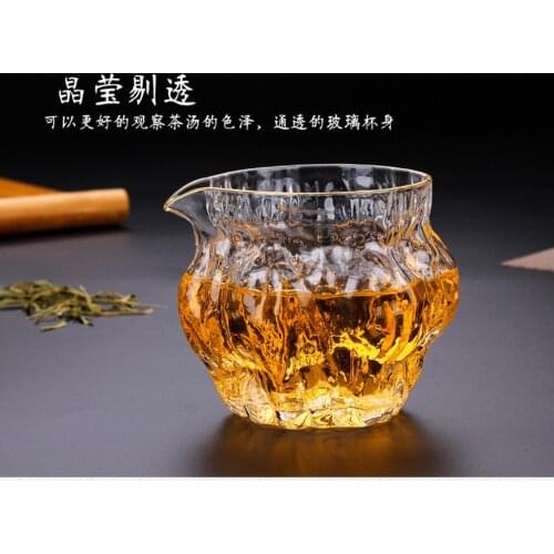 260ml Glass Tea Infusers Heat Resistance Chahai Walnut Pattern Teacup Suitable for Microwave Ovens Glass Tea Pitcher Teaware