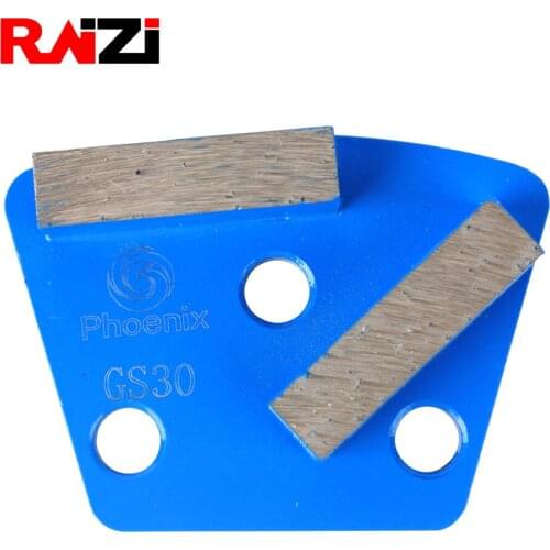 RAIZI Trapezoid Three 9mm Holes Grinding Disc Pad Scrapers 3For ASL Grinder Concrete Floor Power Tool Medium Bond Grit 30
