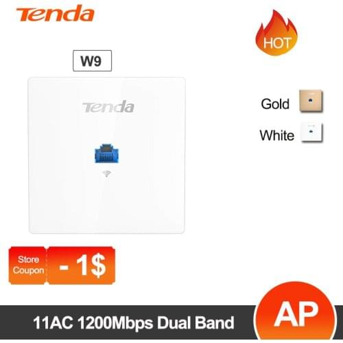 Tenda W9 1200Mbps Wireless Wifi Access Point 11AC 2.4G&5G Router WiFi Repeater , Indoor Wall Client+AP, IEEE 802.11n/g/b PoE af