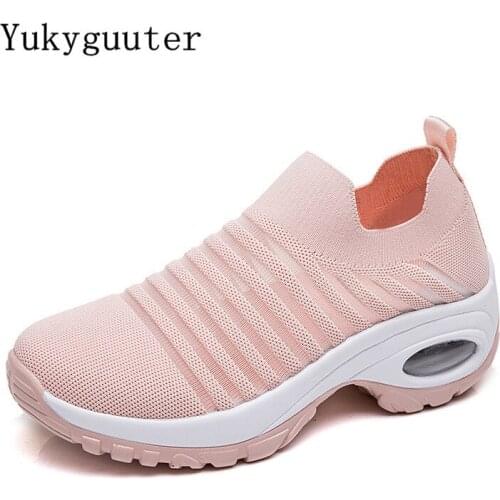 Woman Sports Running Shoes Outdoor Summer Breathable Height Increasing Mesh Socks Shoes Lightweight Sneakers Women Platform
