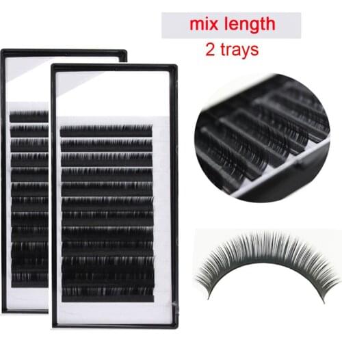 12rows/case 8-14/8-15mm 3D Russia Volume Korea Silk Eyelash Extension Handmade Natural Long False