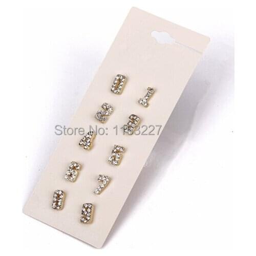 2016 latest design Diamante golden color lovely style number 10 pairs daily wear earrings set