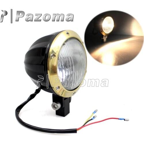 Emark H4 Motorbike Motorcycle Solid Brass Bezel 4 Inch Headlight Lighting for Harley XS650 Bobber Chopper Custom Headlamp