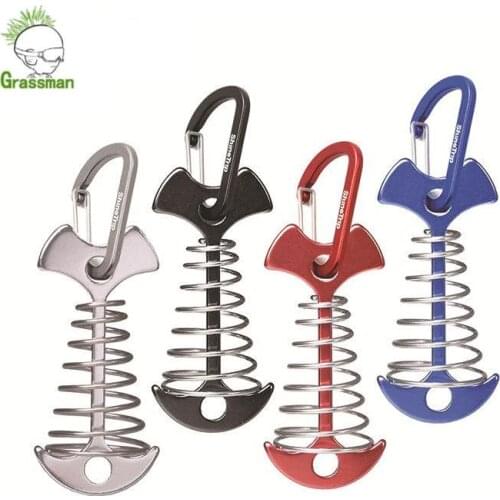 5PCS Tent Pegs Spiral Spring Fishbone Anchor Floor Spring Outdoor Awning Deck Stakes Fixed Nails Aluminum Alloy Lengthened Nail