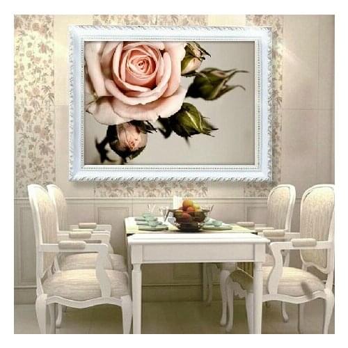 5D Diamond Painting Mosaic Sets Cross Stitch Pink Rose Flower Vintage Picture By Numbers Resins Square/round Diy Needlework