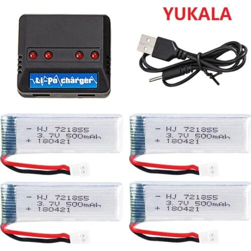 4 in 1 3.7V 500mAh Li-polymer Battery 721855 for XK K110 WLtoys V930 V977 V966 V989 Q282/H37 E50 X20 RC Helicopter parts 721855