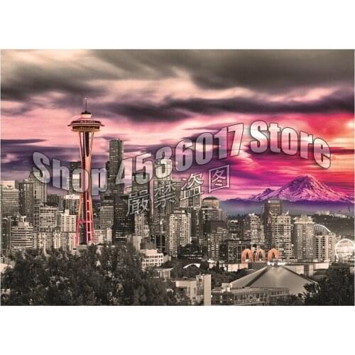 Diamond Embroidery 5D DIY Diamond Painting Seattle City Skyline Monuments Art Cross Stitch Rhinestone Mosaic Home Decor Crafts