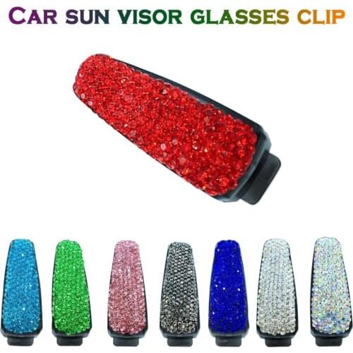New Arrival Car Sun Visor Car multi-function glasses clip Universal Car Sun Visor Glasses Sunglasses Holder Clip Rhinestone