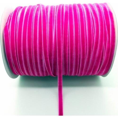 Free Shipping 5 yds 1/4 "(6mm)Wide Rose Velvet Ribbon Vintage Headband Clips Bow Decoration #6mRS03