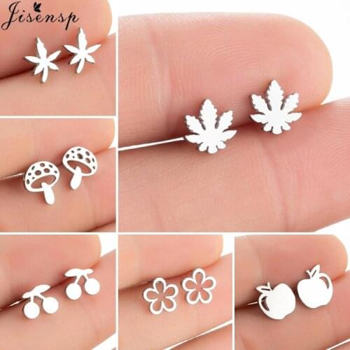 Bohemia Vintage Plant Earings Women Jewelry Korean Daisy Flower Leaf Cherry Mushroom Earrings Girls Punk Piercing Ear Studs