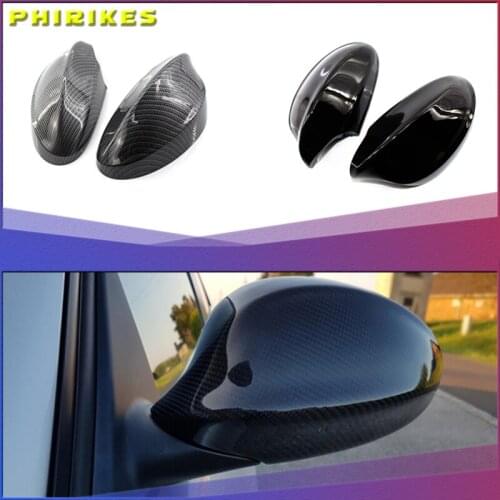 Car Side Wing Replacement Mirror Cover Rear-View Caps For BMW 1 3 Series E81 E82 E87 E88 E90 E91 E92 E93 Carbon and AN Black