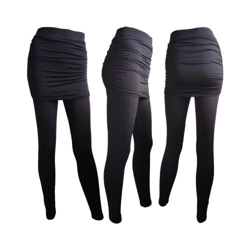 Running Pants Hip Side Pleated Skirt Slim Sexy Slim Fake Two Skirted Leggings High Waist Pants Fashion Women