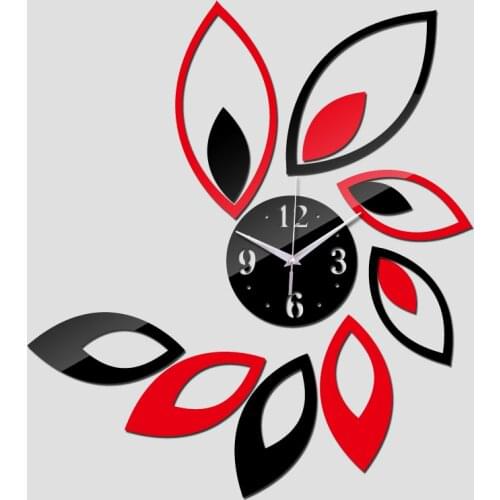 New promotion color big flower acrylic wall quartz clock modern design luxury mirror 3d crystal clocks