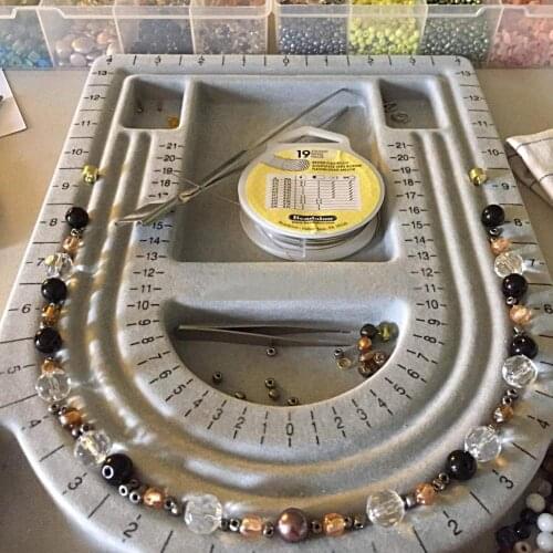 Bead Design in Beading Board and Gray Flock with Lid