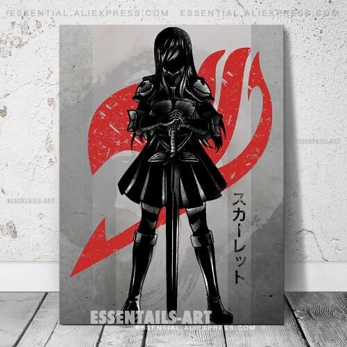 Erza Scarlet Fairy Tail Anime Poster Canvas Wall Art Painting Decor Pictures Bedroom Study Living Room Home Decoration Prints