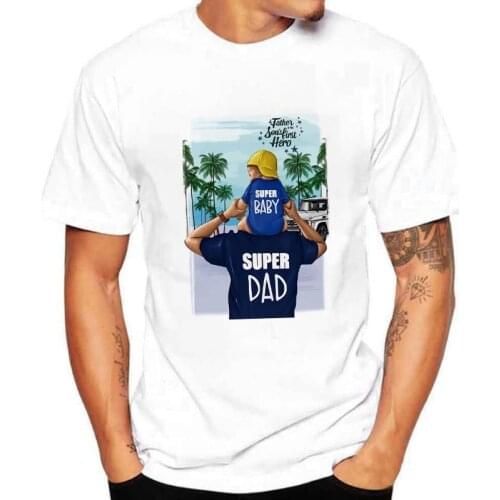 Tee Shirt Mens Funny T Shirts Men Anime T-Shirt Print Fashion Super Dad Baby Top Male Casual Short Sleeve Fathers Day Gift Men