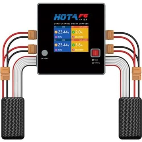 HOTA F6 QUAD-CHANNEL SMART Charger 1000W 4*15A for Lipo LiIon NiMH Battery with Type-C iPhone Samsung Charging