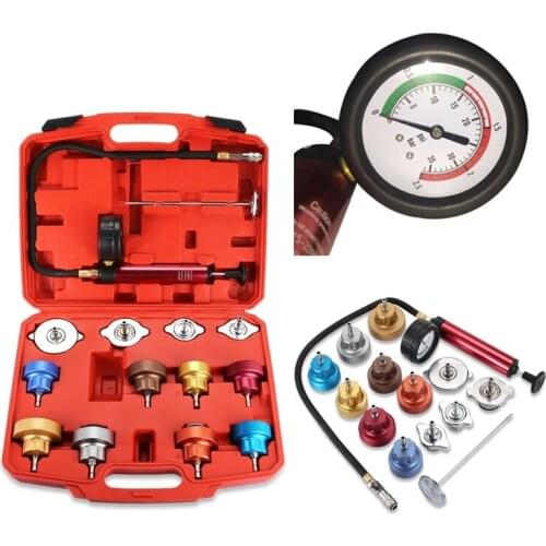 14-piece Metal Water Tank Leak Detector Tool Car Water Tank Pressure Detector Water Tank Leak Detector Kit