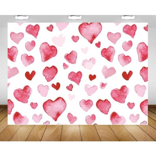 Red Watercolor Heart Photography Backdrop Valentines Day Newborn Children Portrait Photo Background for Photo Studio Wedding