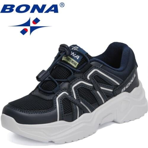 BONA 2021 New Designers Sports Shoes Running Shoes Children Leisure Breathable Outdoor Kids Shoes Lightweight Sneakers Child