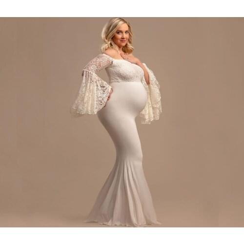 Lace Pregnant Dresses Clothes Maternity Photography Props Pregnancy Dress Photography Fishtail Maternity Dresses For Photo Shoot
