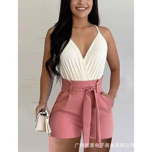 Spot 2021 summer fashion womens one-piece shorts suit