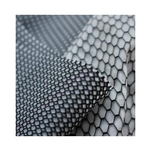 100cm*155cm Sandwich fashion fabrics high toughness air layer cloth hexagonal honeycomb white with black flowers garment fabric