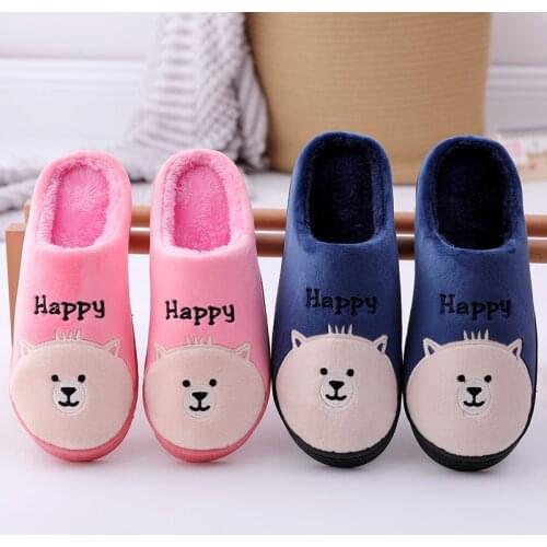 Cute Bear Soft Plush Home Unisex Couple Shoes Keep Warm Winter Indoor Women Slippers Fashion Nonslip Memory Foam Cotton slippers