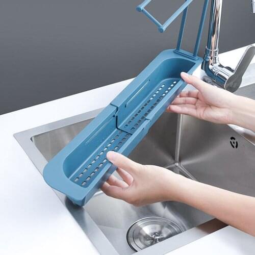 New Telescopic Sink Storage Rack Holder Expandable Storage Drain Basket Home Kitchen Bathroom Accessories