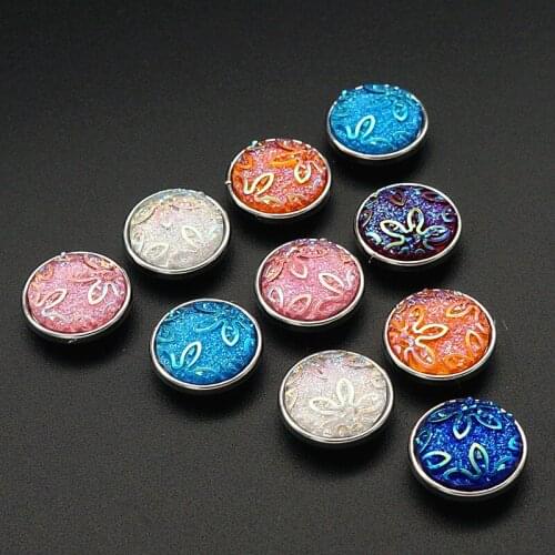 New hot sale NS0032 mixed 10pcs 18MM Acrylic Flowers Resin charm snap buttons fit DIY charm snap bracelet jewelry wholesale