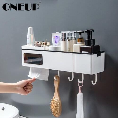 ONEUP Wall Mounted Bathroom Rack Punch-free Kitchen High Quality Storage Rack Soap Shampoo Shower Shelves Bathroom Accessories