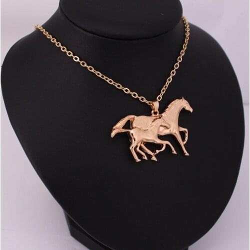 Cute running two horse penadant necklace Mother and her child horse necklaces