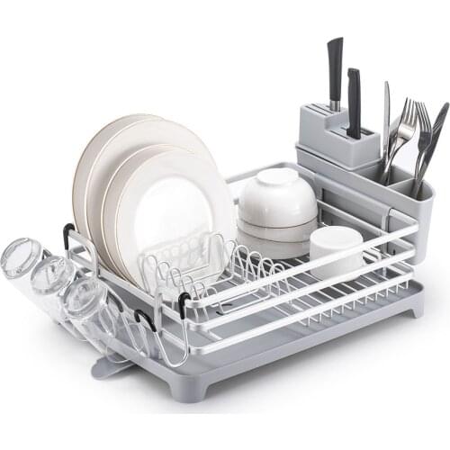 Dish Rack Super Large Capacity Aluminum Alloy Drain Storage Shelf Kitchen Tray 304 Stainless Steel For Hold Dishes Cup Bowls