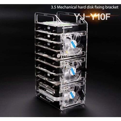 DIY Acrylic Hard Disk Shelf Transparent 3.5inch HDD Enclosure For 4/6/10 Hard Disk Expansion Card For CHIA Mining Miner Rig