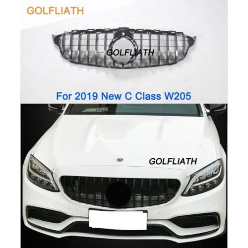 For new C Class W205 GT R ABS Front Bumper Mesh Grill Grille For mercedes C180 C200 C260 C300 Sports 2019