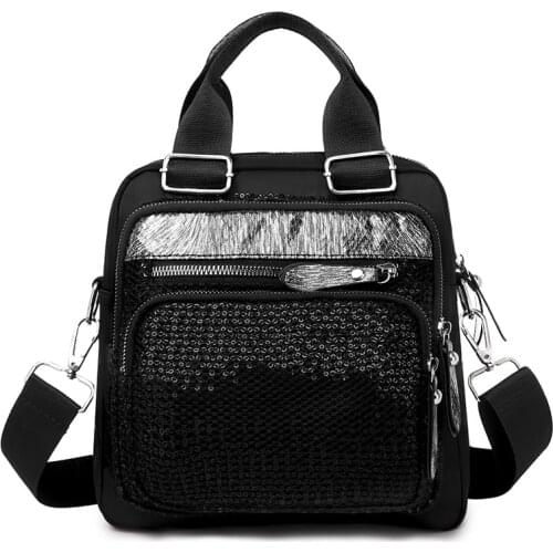 2021 new nylon cloth sequined womens backpack brand designer multi-function small female handbag casual teen girl school bag