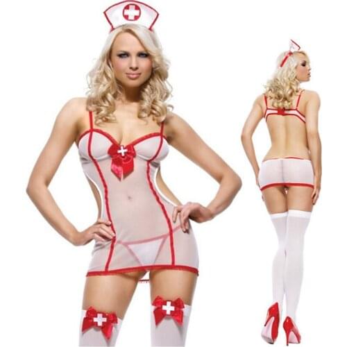 Sexy lingerie Europe and the United States sexy nurse uniform temptation mesh foreign trade ladies erotic suit