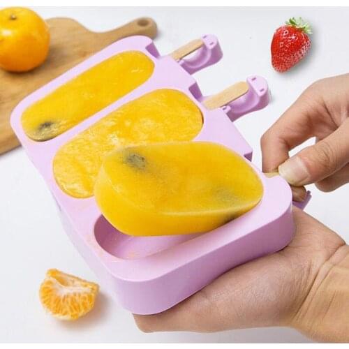 Silicone Ice Cream Tool Reusable Ice Cubes Tray Freeze Popsicle Mold Christmas Decor DIY Ice Cream Maker Tool With 50 Wood Stick