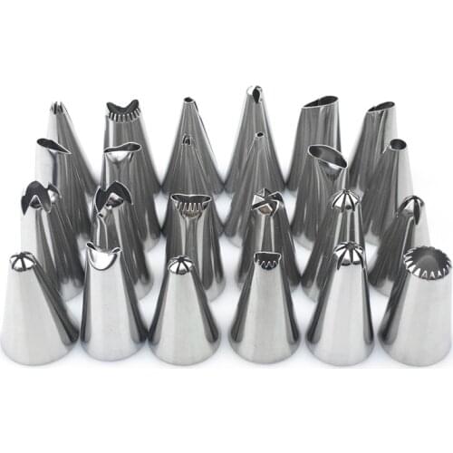 24Pcs/Set Silicone Pastry Bag Tips Kitchen DIY Icing Piping Cream Reusable 28 Nozzle Set Cake Decorating Tools Cake Accessories