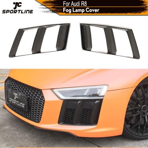 Carbon Fiber Front Bumper Splitters Fog Lights Lamp Air Vents Covers for Audi R8 2016 - 2018 Fog Lamp Cover Trims