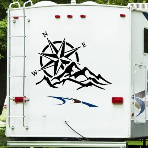 Woodland Compass Mountain Camping Rv Sticker Motorhome Decal Nature Travel Explore Vehicle Vinyl