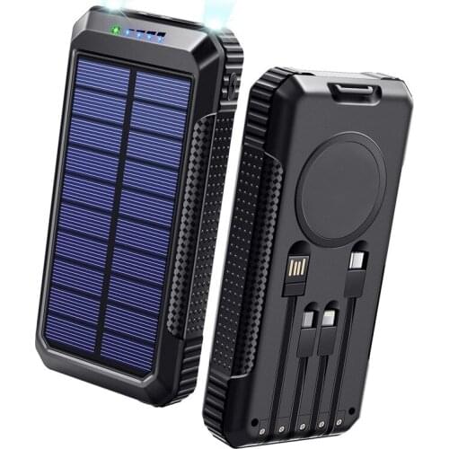 15W Fast Qi Wireless Charger Solar Power Bank 30000mAh PD 40W Fast Charging Powerbank for iPhone 12 Pro Huawei Xiaomi Poverbank