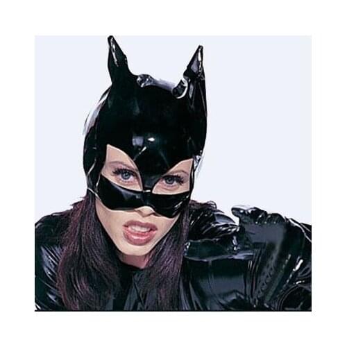 2021 Women Faux Leather Game Cat Headgear Novelty DS Stage PU With Net Catwomen Face Mask Costumes Open Eyes