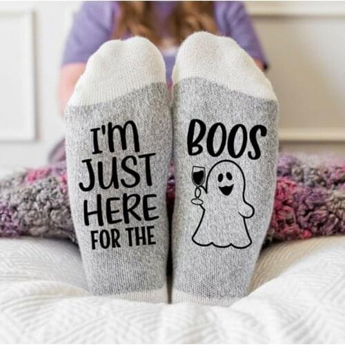 I am Just Here for the BOOS Halloween Spooky ghost women Socks October 31 happy Halloween eve party decoration gift present